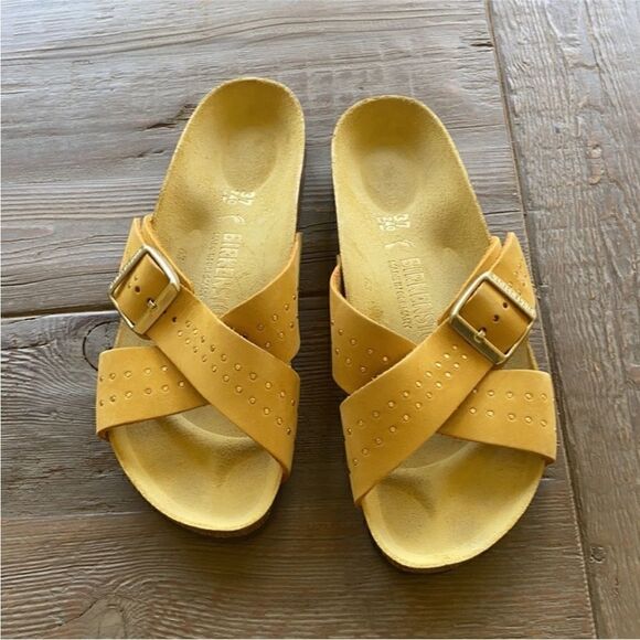 Birkenstock Siena Riveted Sandals Yellow EU 37 - Picture 2 of 7